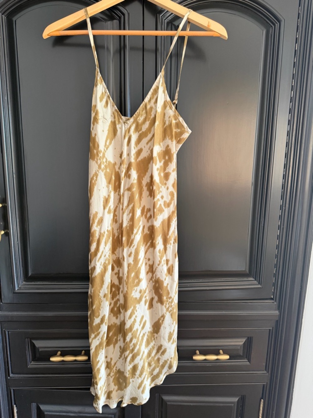 Brand New Slip Dress with Gold and Cream Tie-Dye Print